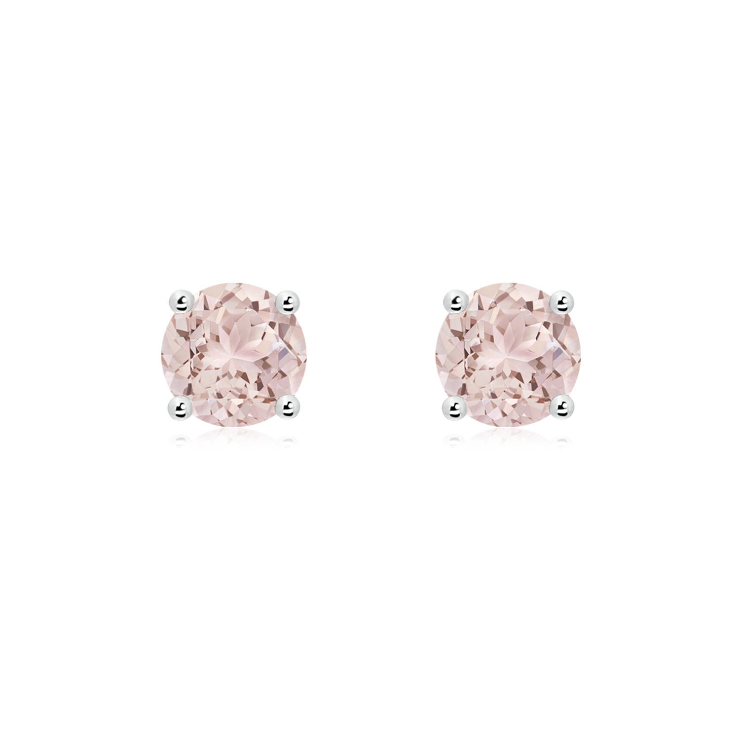 6mm A Basket-Set Round Morganite Studs in P950 Platinum