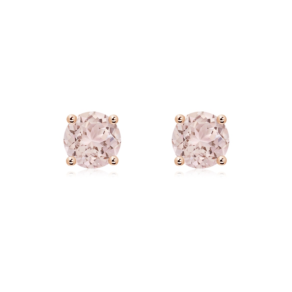 6mm A Basket-Set Round Morganite Studs in Rose Gold 