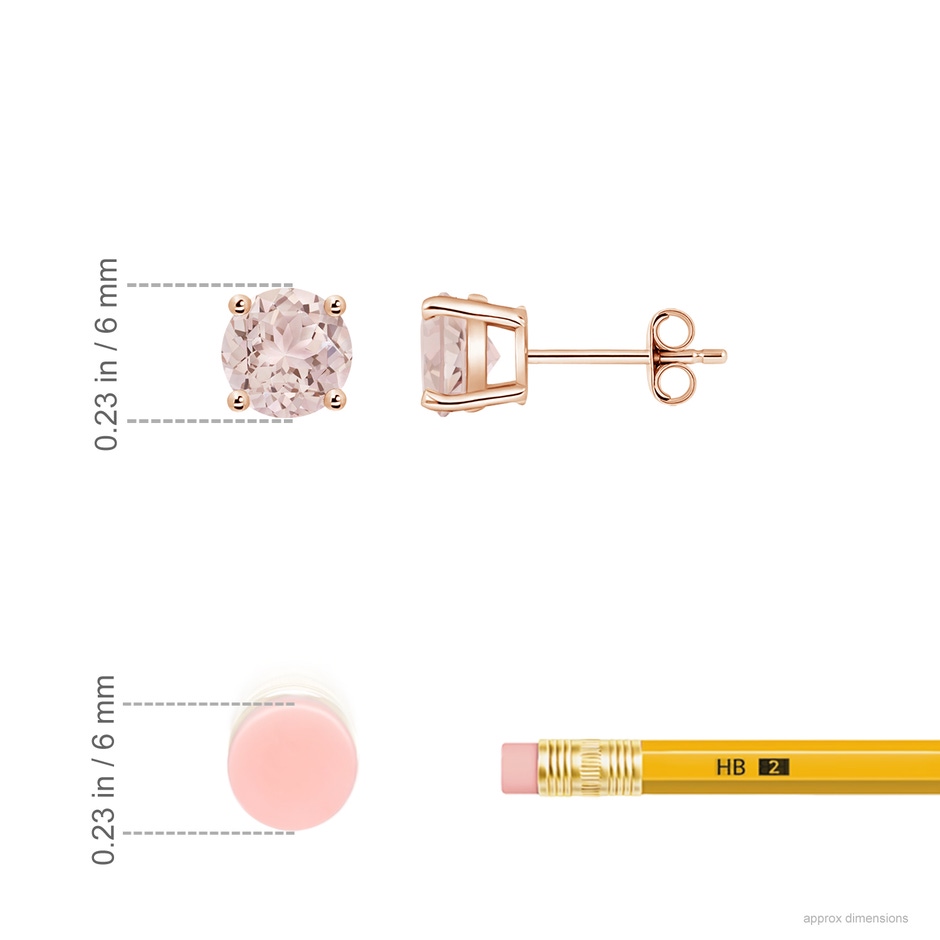 6mm A Basket-Set Round Morganite Studs in Rose Gold ruler