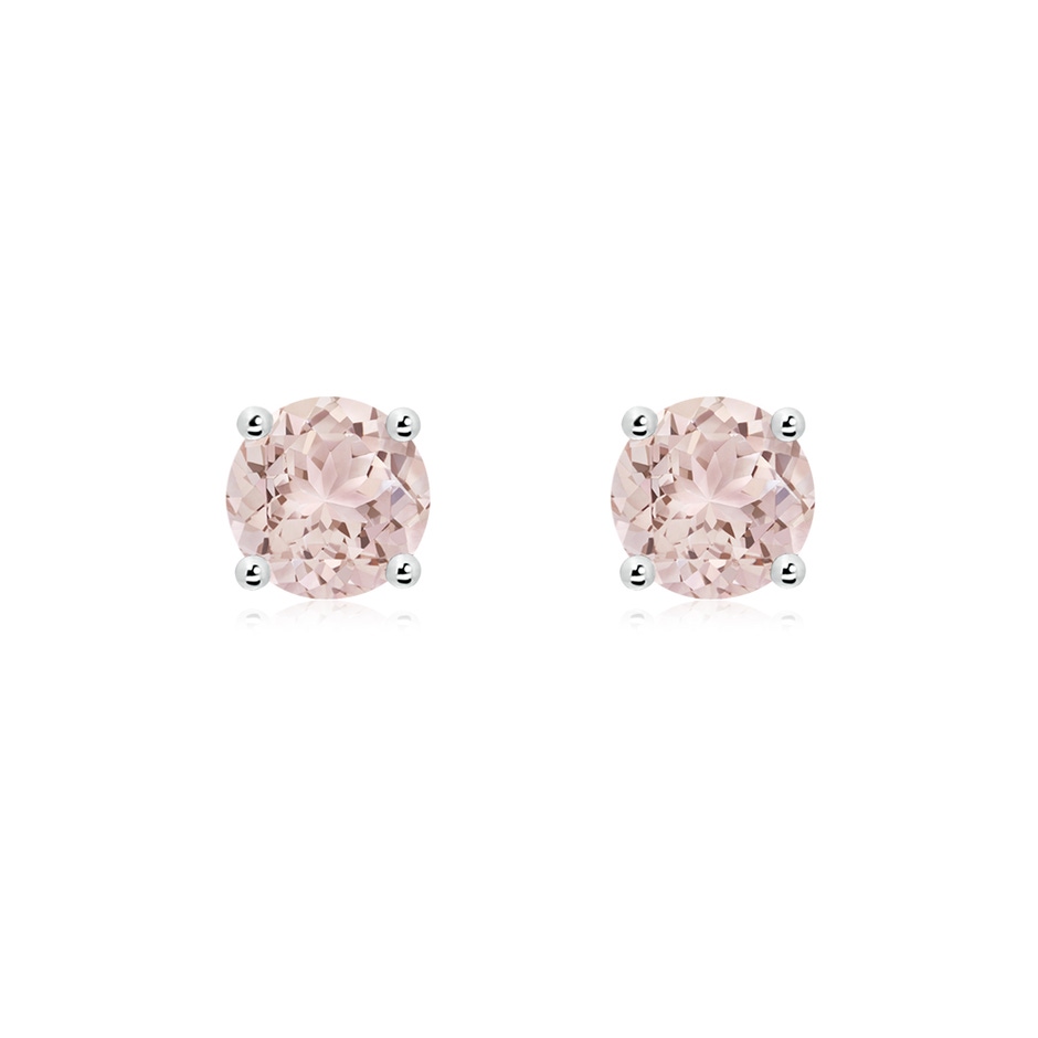 6mm A Basket-Set Round Morganite Studs in S999 Silver 