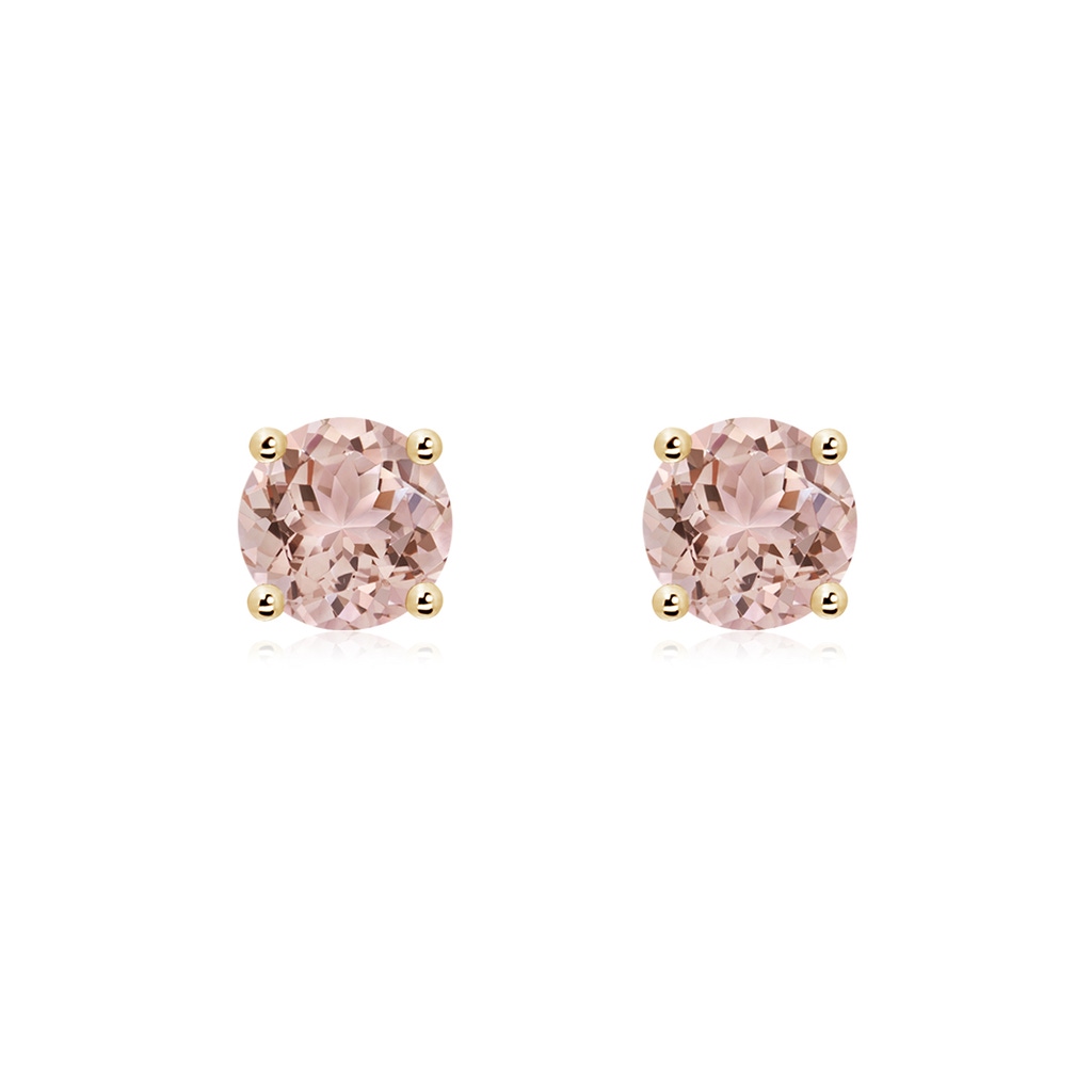 6mm AAA Basket-Set Round Morganite Studs in 18K Yellow Gold
