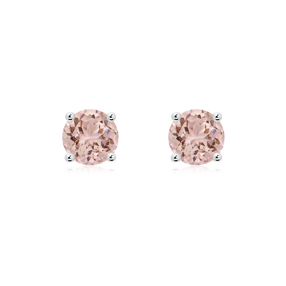 6mm AAA Basket-Set Round Morganite Studs in S999 Silver 
