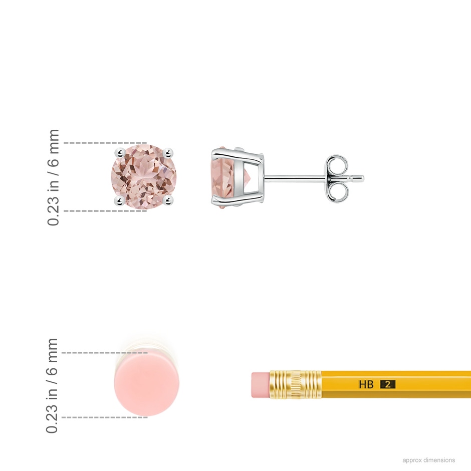 6mm AAA Basket-Set Round Morganite Studs in S999 Silver ruler