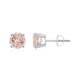 6mm AAA Basket-Set Round Morganite Studs in White Gold