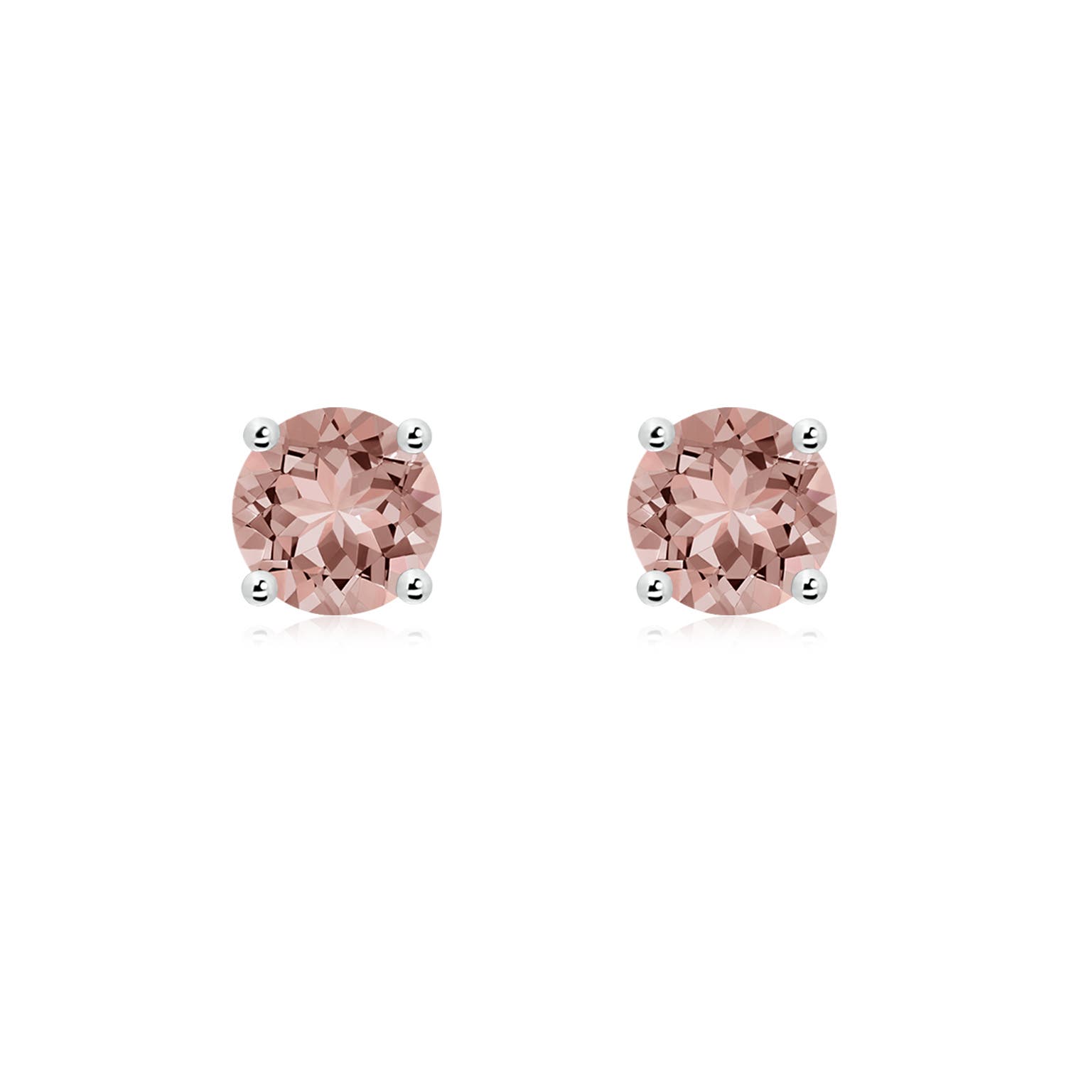 6mm AAAA Basket-Set Round Morganite Studs in P950 Platinum