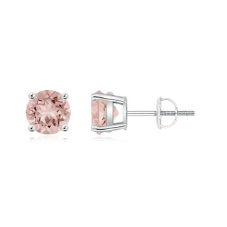 6mm AAAA Basket-Set Round Morganite Studs in P950 Platinum