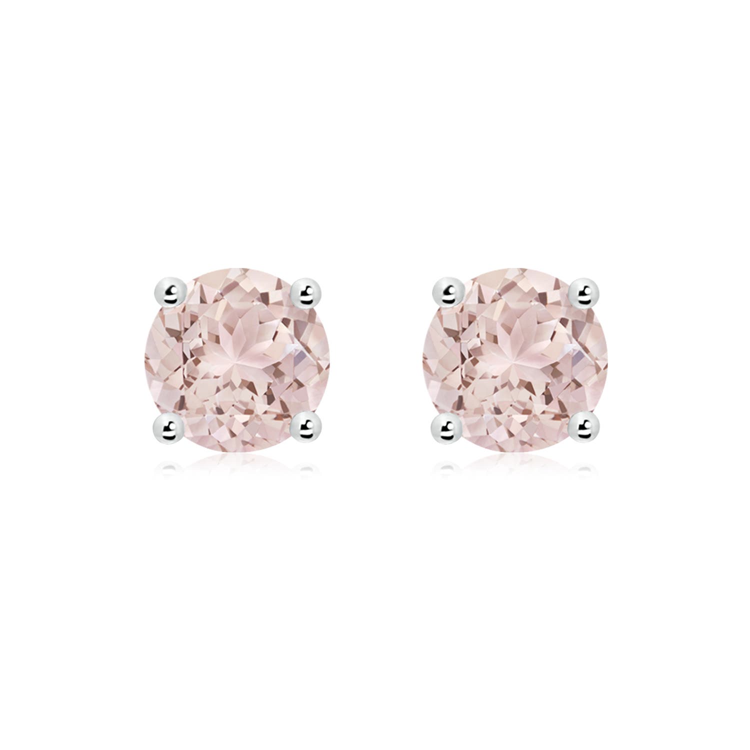 8mm A Basket-Set Round Morganite Studs in P950 Platinum