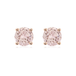 8mm A Basket-Set Round Morganite Studs in Rose Gold