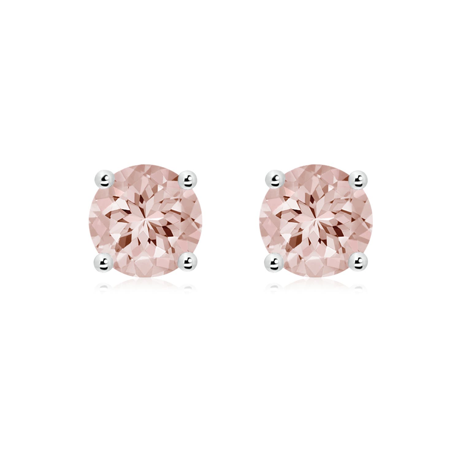 8mm AA Basket-Set Round Morganite Studs in P950 Platinum