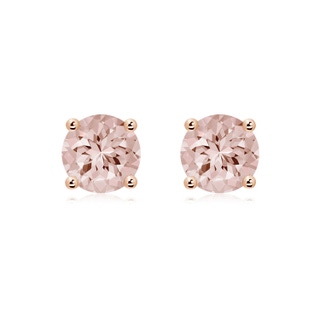 8mm AA Basket-Set Round Morganite Studs in Rose Gold