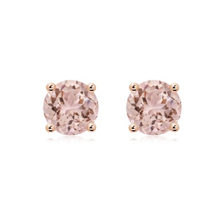 8mm AAA Basket-Set Round Morganite Studs in Rose Gold