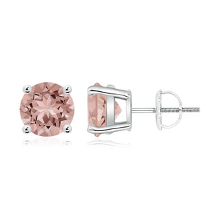 8mm AAAA Basket-Set Round Morganite Studs in P950 Platinum