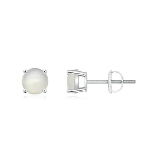 5mm AAA Basket-Set Round Moonstone Studs in White Gold