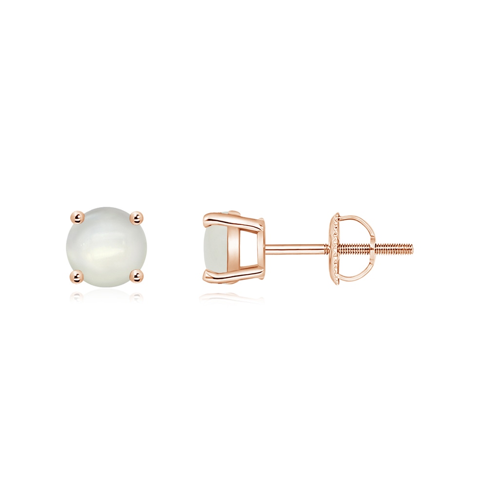 5mm AAAA Basket-Set Round Moonstone Studs in Rose Gold