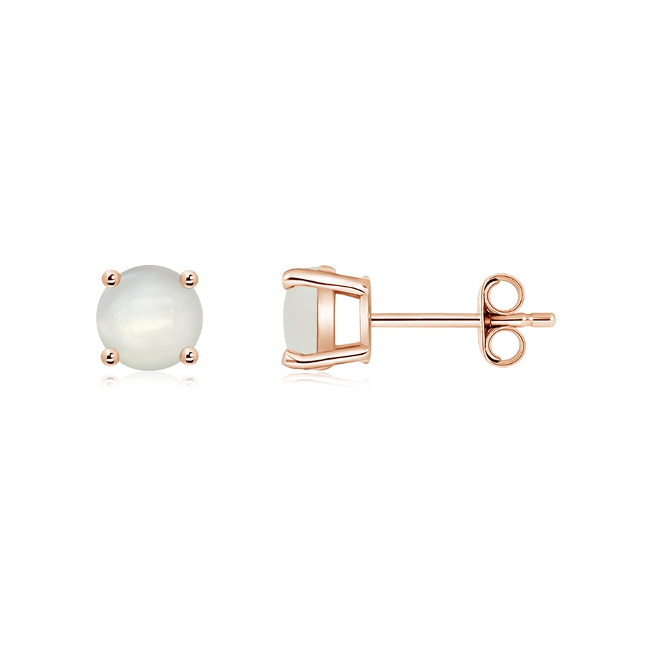 5mm AAAA Basket-Set Round Moonstone Studs in Rose Gold side 199