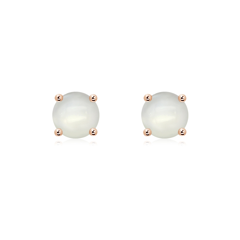 6mm AAAA Basket-Set Round Moonstone Studs in Rose Gold 
