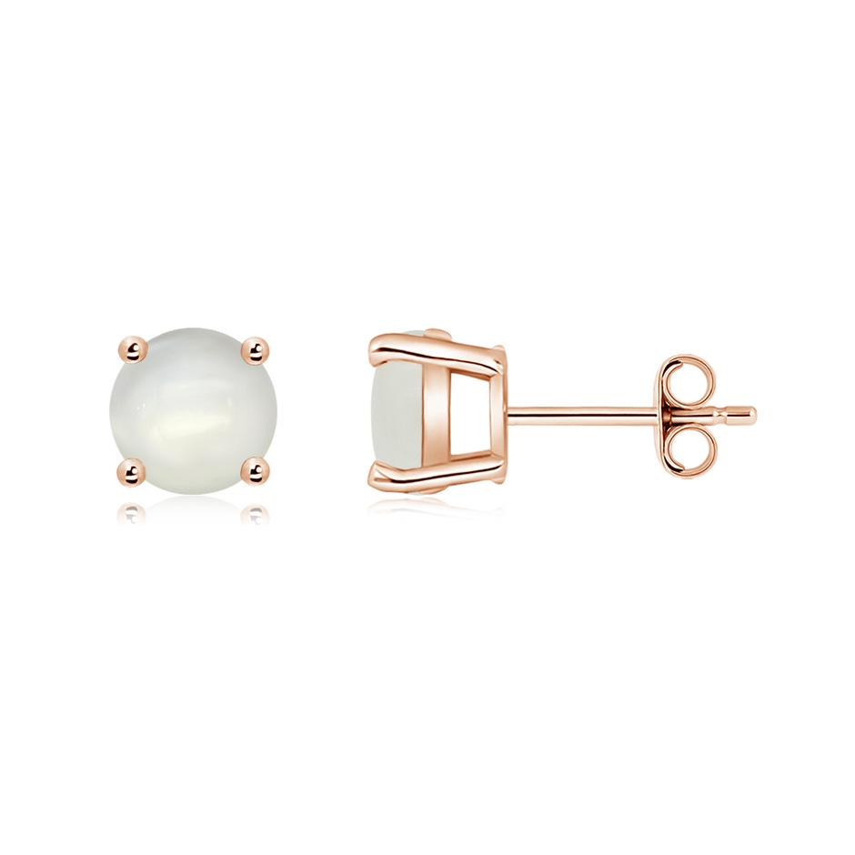 6mm AAAA Basket-Set Round Moonstone Studs in Rose Gold side 199