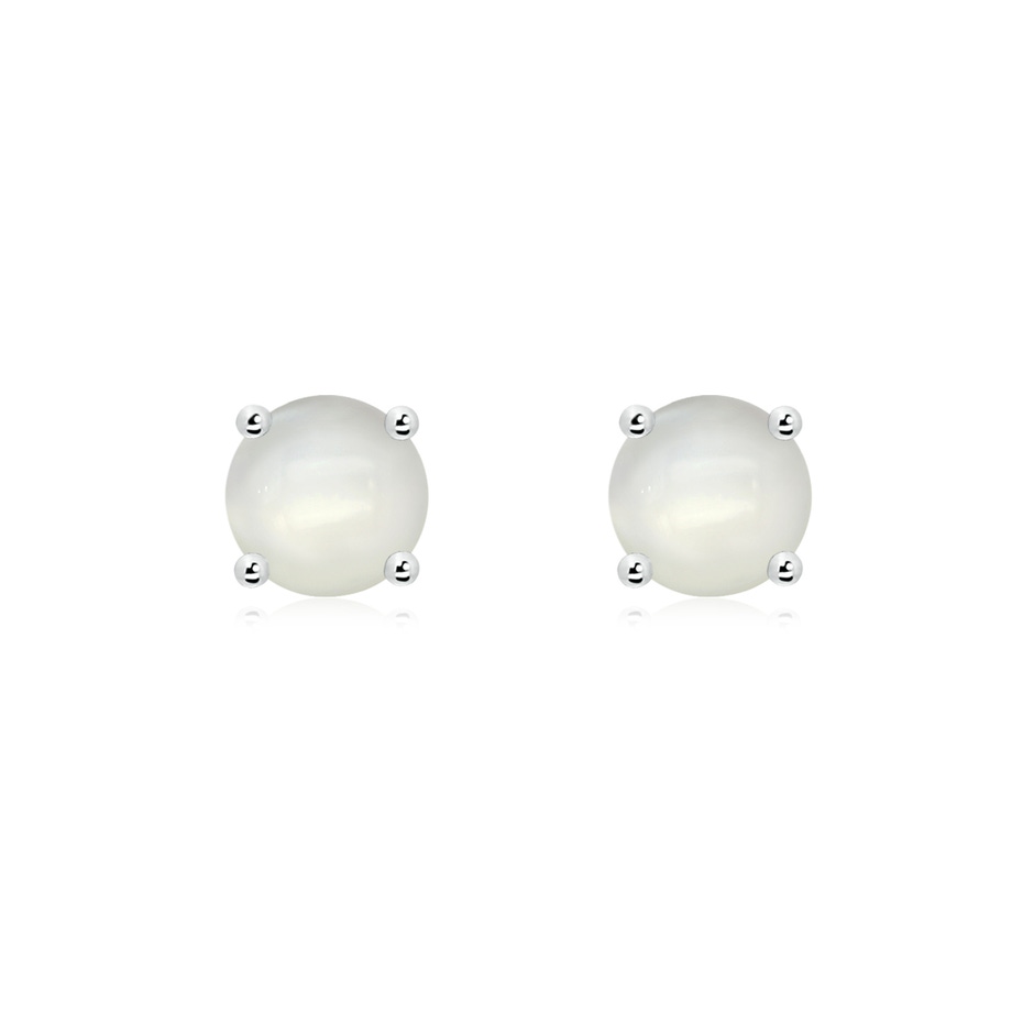 6mm AAAA Basket-Set Round Moonstone Studs in White Gold 