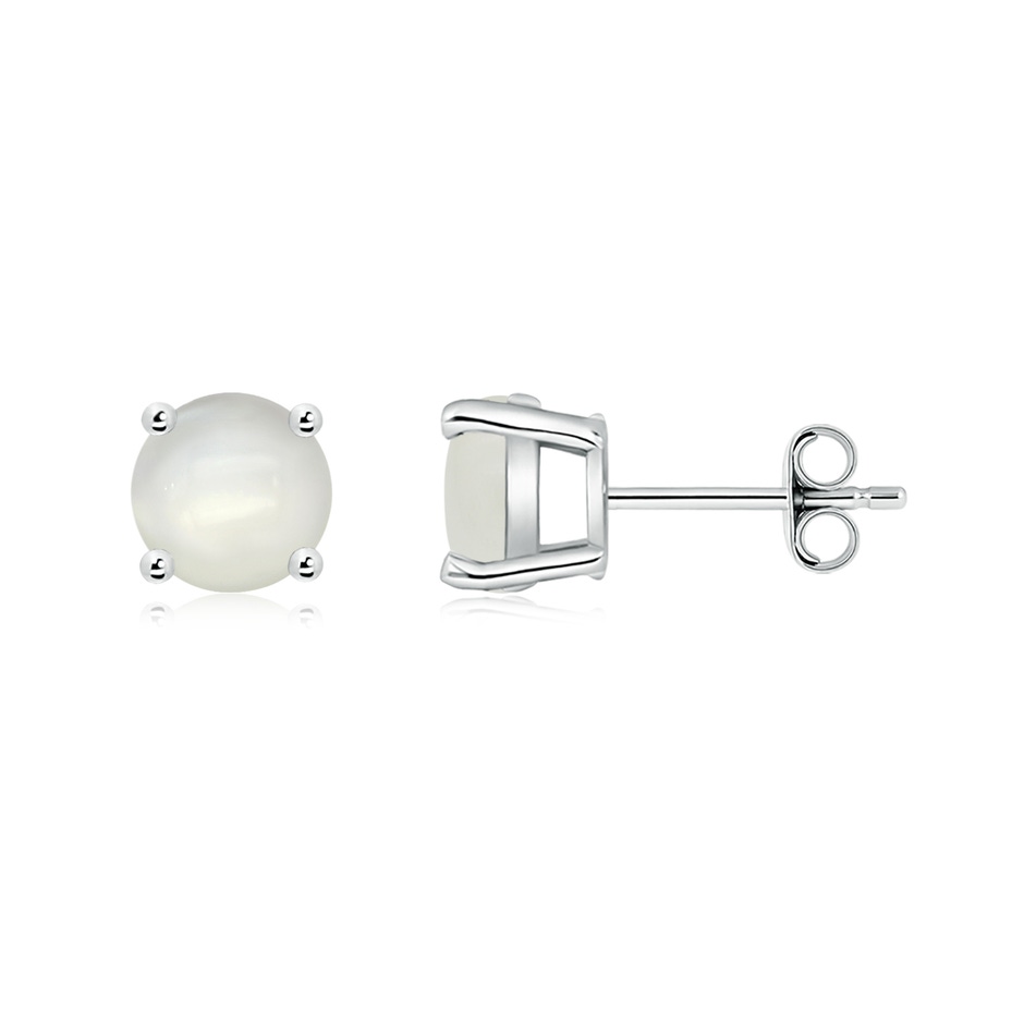 6mm AAAA Basket-Set Round Moonstone Studs in White Gold side 199
