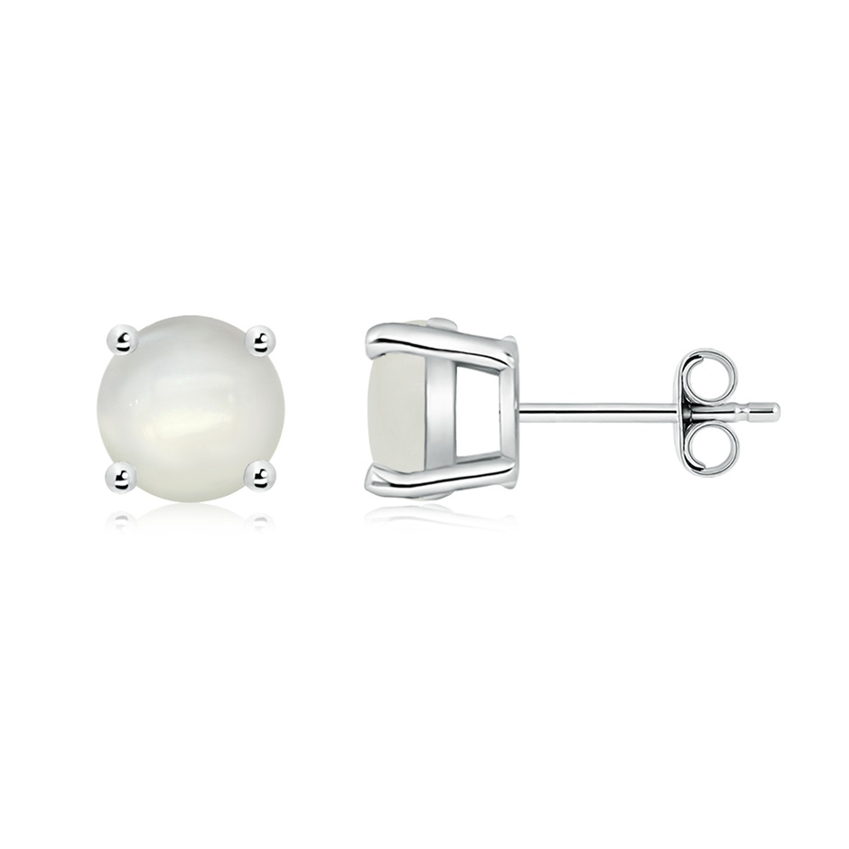7mm AAAA Basket-Set Round Moonstone Studs in White Gold side 199