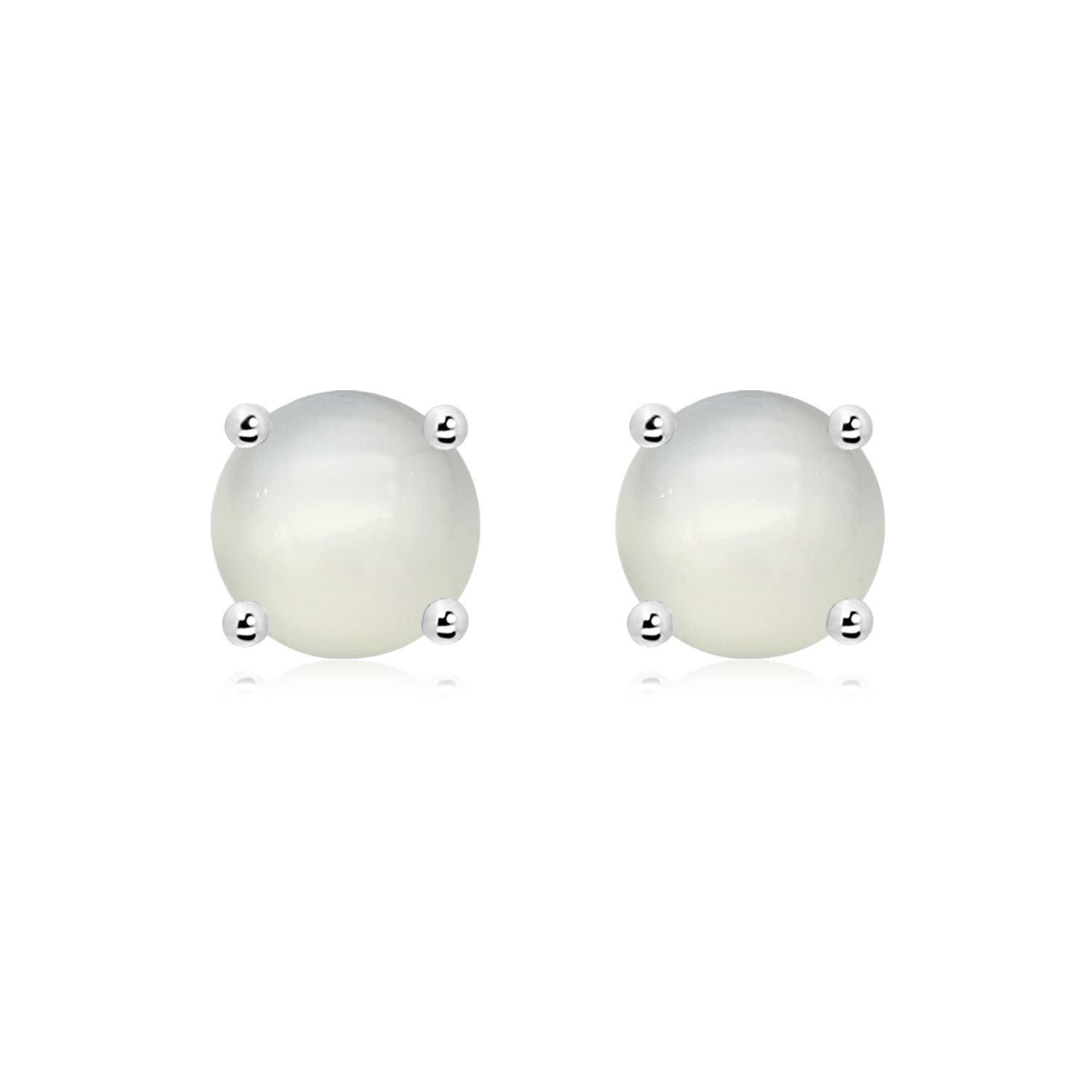 Angara 3.8 CTW Basket-Set Round Moonstone Studs in Silver
