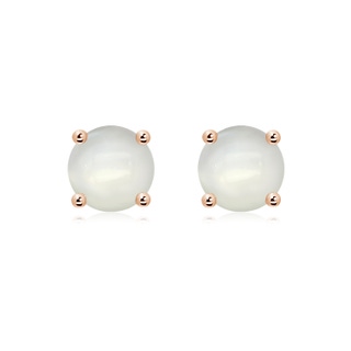 8mm AAAA Basket-Set Round Moonstone Studs in 18K Rose Gold
