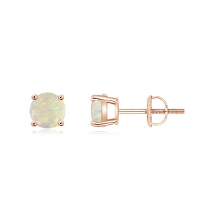 5mm AAA Basket-Set Round Opal Studs in Rose Gold