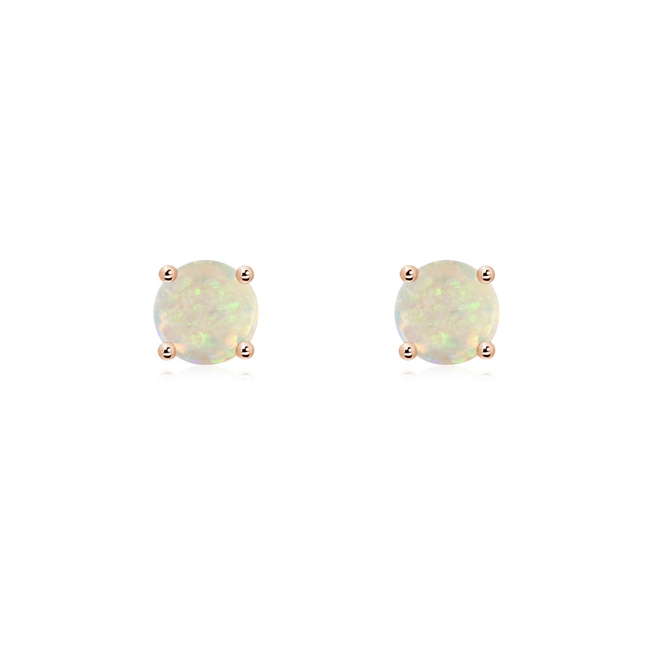 5mm AAA Basket-Set Round Opal Studs in Rose Gold 