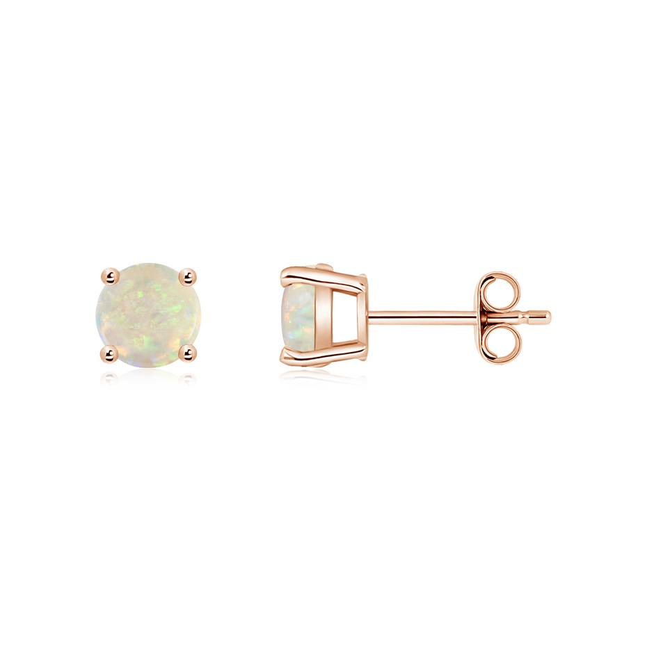 5mm AAA Basket-Set Round Opal Studs in Rose Gold side 199