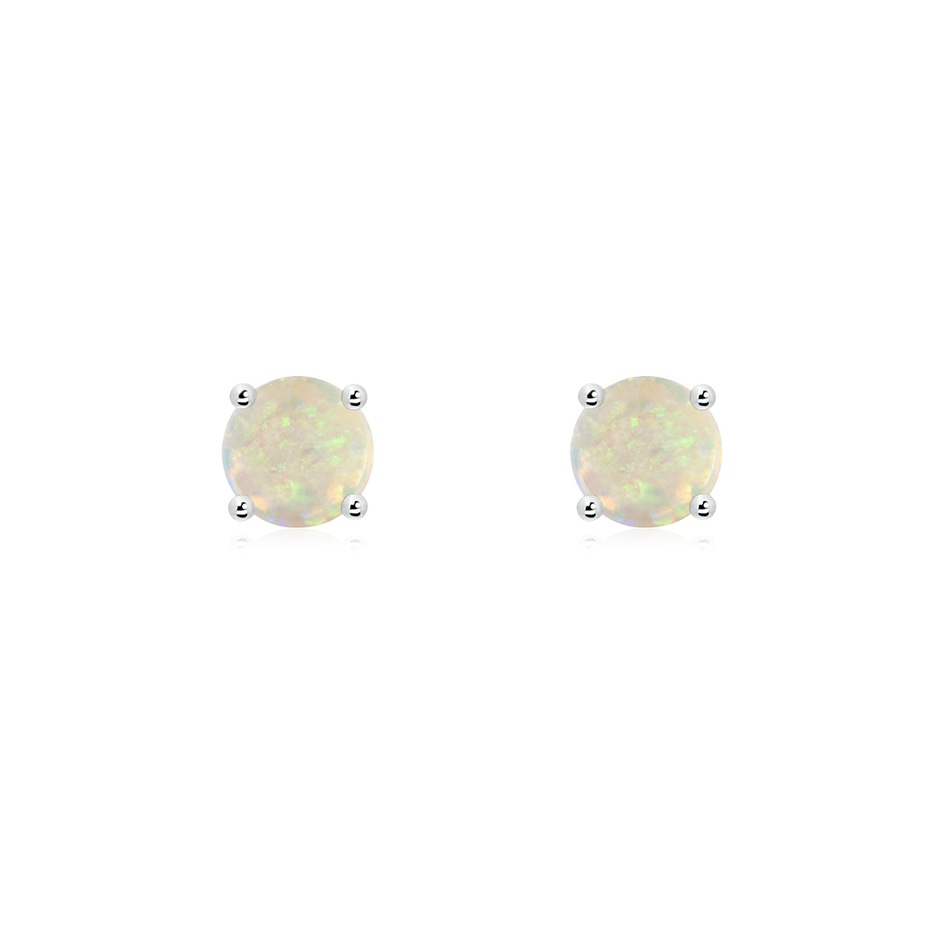 5mm AAA Basket-Set Round Opal Studs in White Gold 