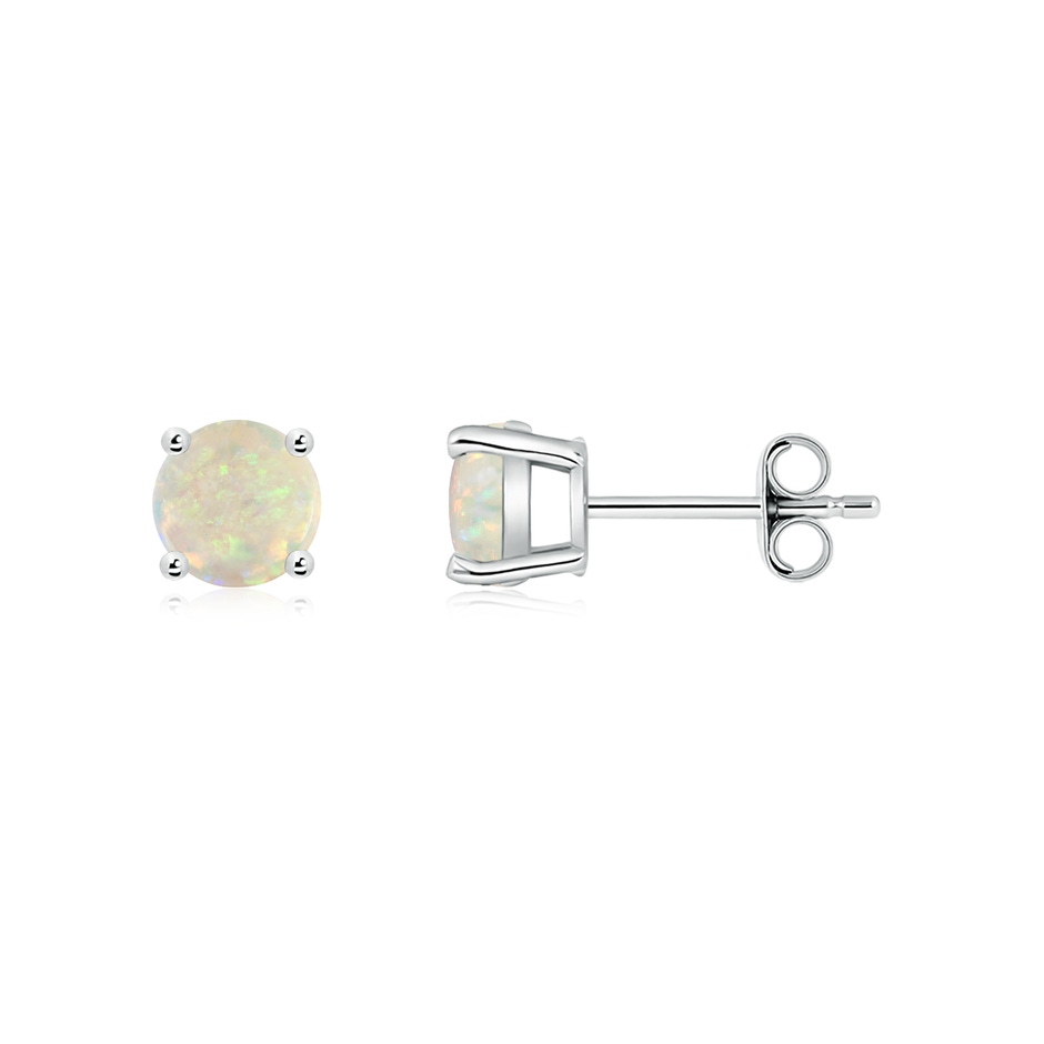 5mm AAA Basket-Set Round Opal Studs in White Gold side 199