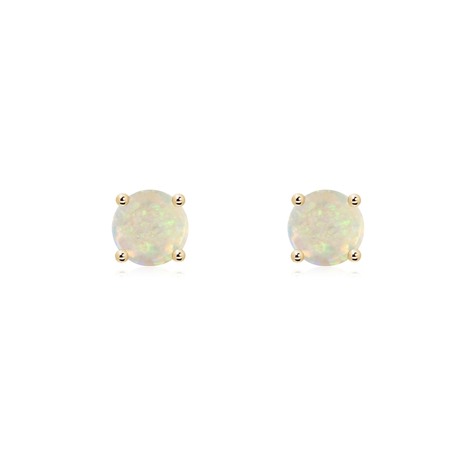 5mm AAA Basket-Set Round Opal Studs in Yellow Gold 