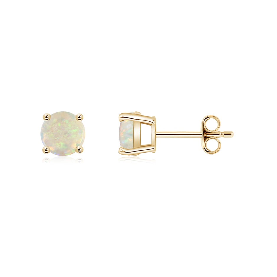 5mm AAA Basket-Set Round Opal Studs in Yellow Gold side 199