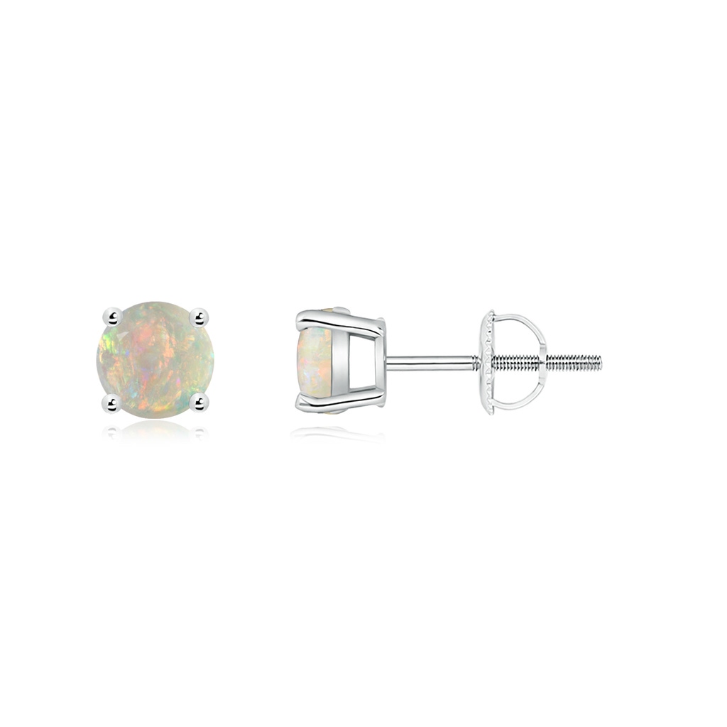 5mm AAAA Basket-Set Round Opal Studs in P950 Platinum