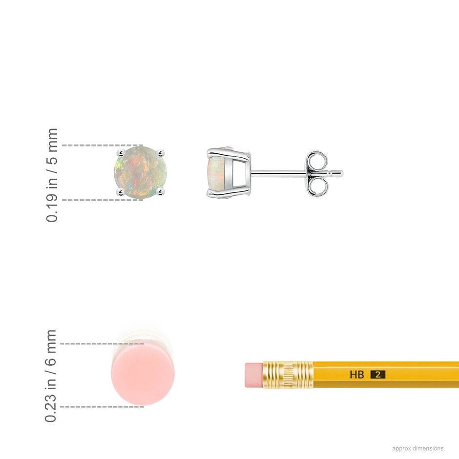 5mm AAAA Basket-Set Round Opal Studs in P950 Platinum ruler