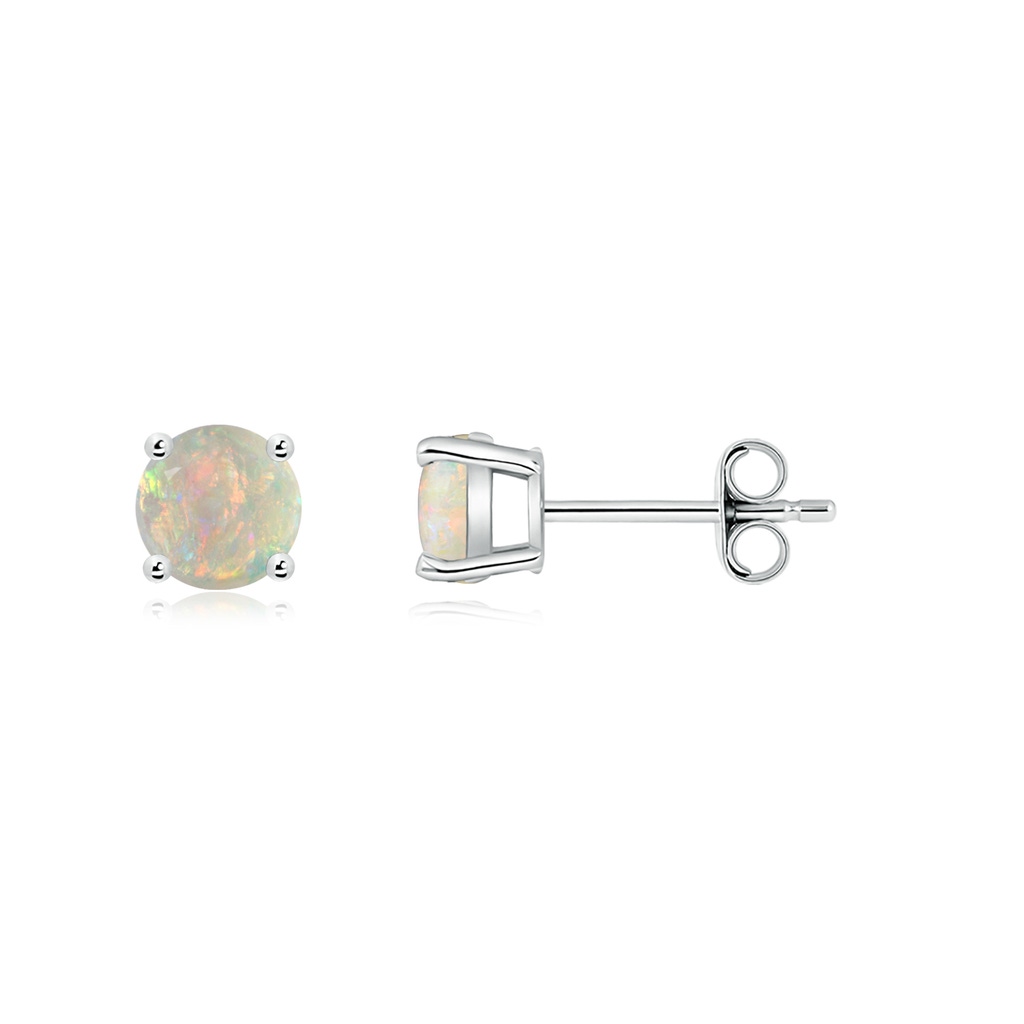 5mm AAAA Basket-Set Round Opal Studs in S999 Silver