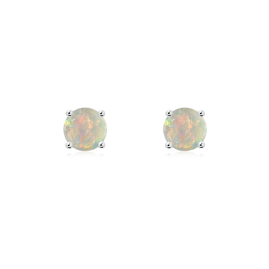 5mm AAAA Basket-Set Round Opal Studs in White Gold 