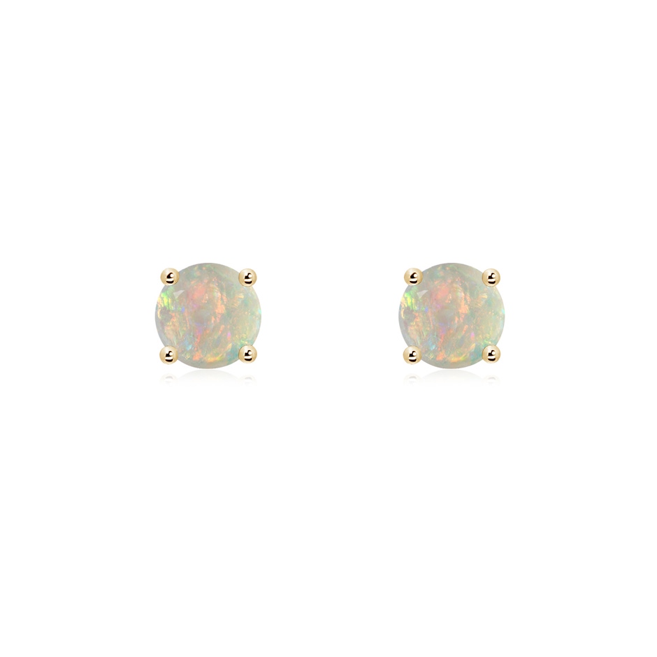 5mm AAAA Basket-Set Round Opal Studs in Yellow Gold 