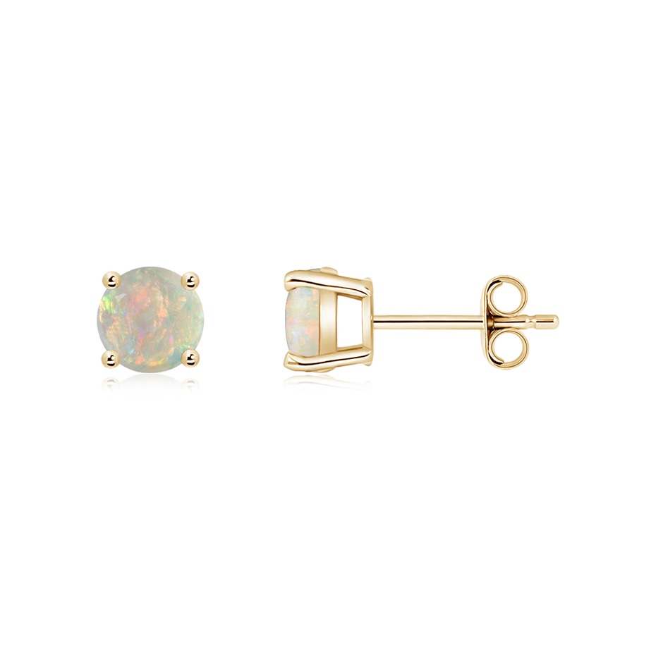 5mm AAAA Basket-Set Round Opal Studs in Yellow Gold side 199