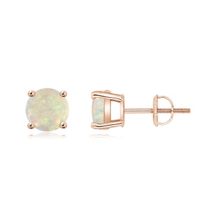 6mm AAA Basket-Set Round Opal Studs in Rose Gold