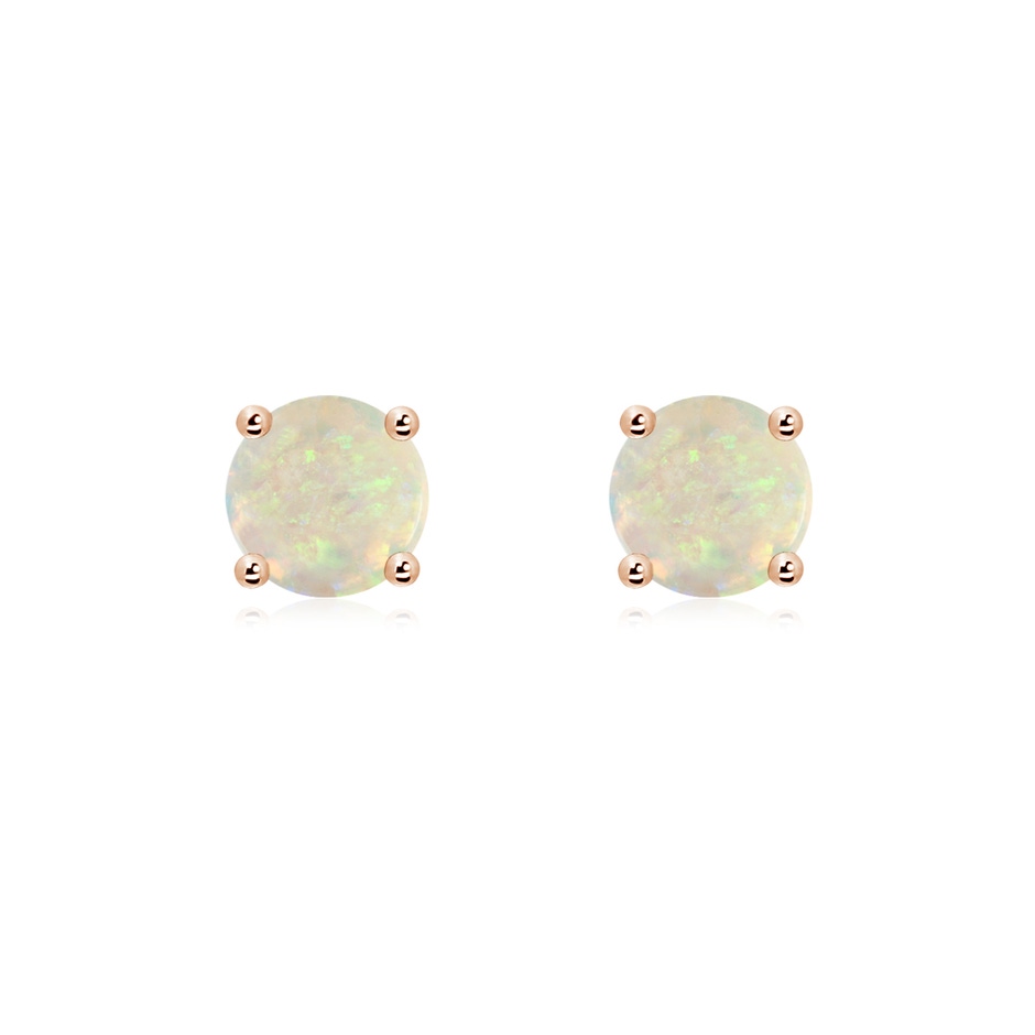 6mm AAA Basket-Set Round Opal Studs in Rose Gold 