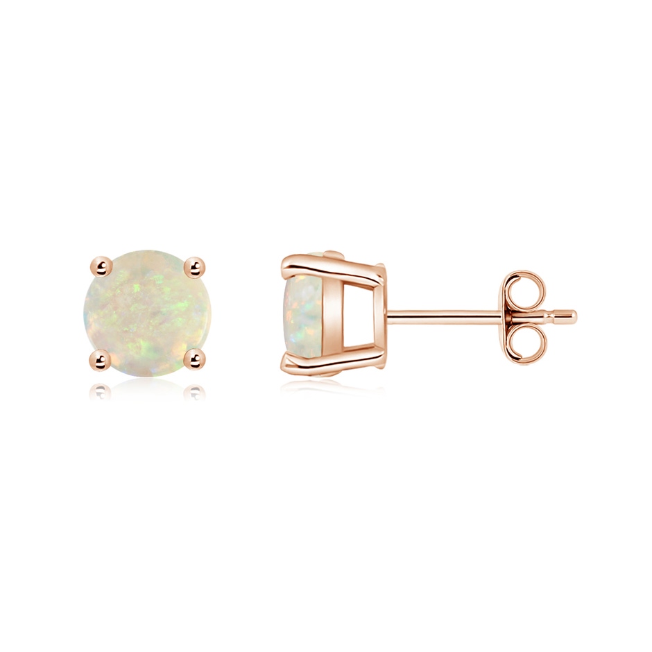 6mm AAA Basket-Set Round Opal Studs in Rose Gold side 199