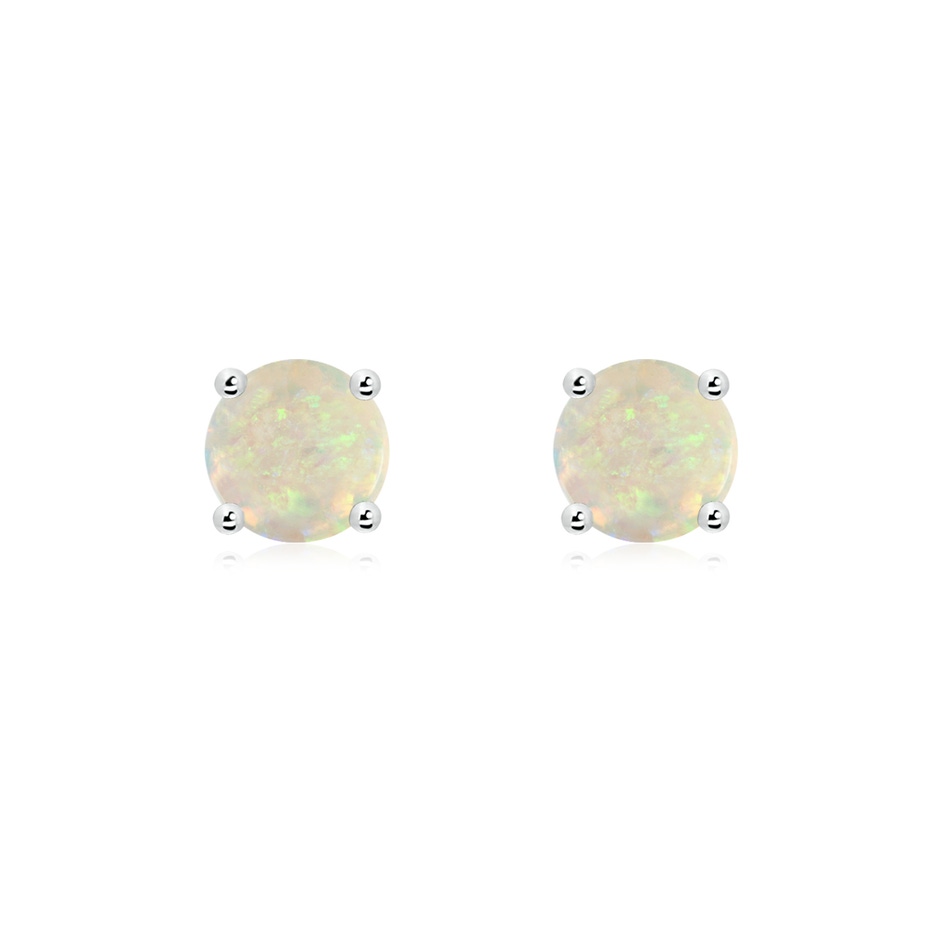 6mm AAA Basket-Set Round Opal Studs in White Gold 