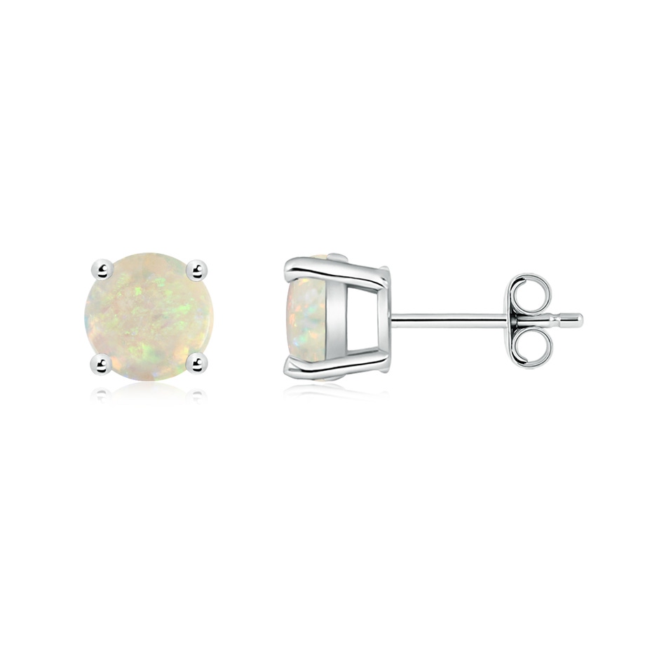6mm AAA Basket-Set Round Opal Studs in White Gold side 199