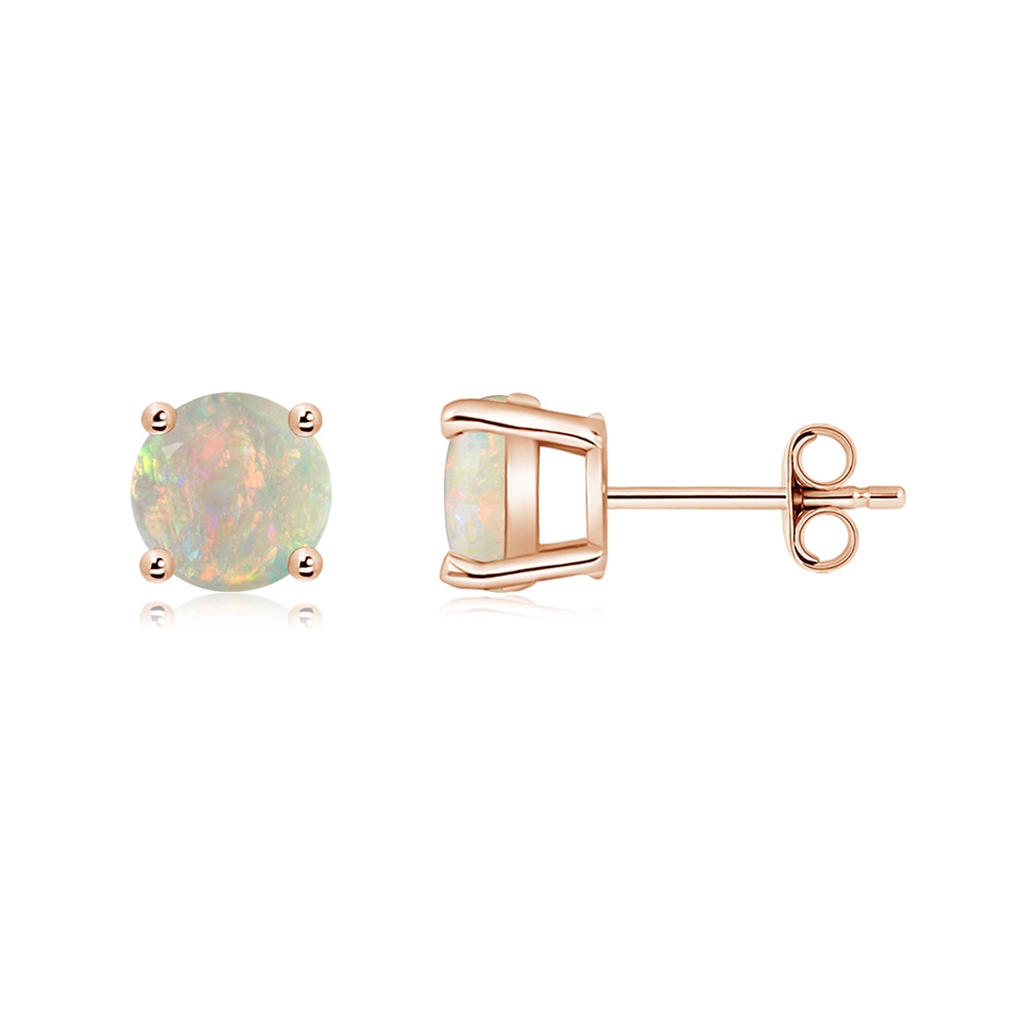 6mm AAAA Basket-Set Round Opal Studs in Rose Gold side 199