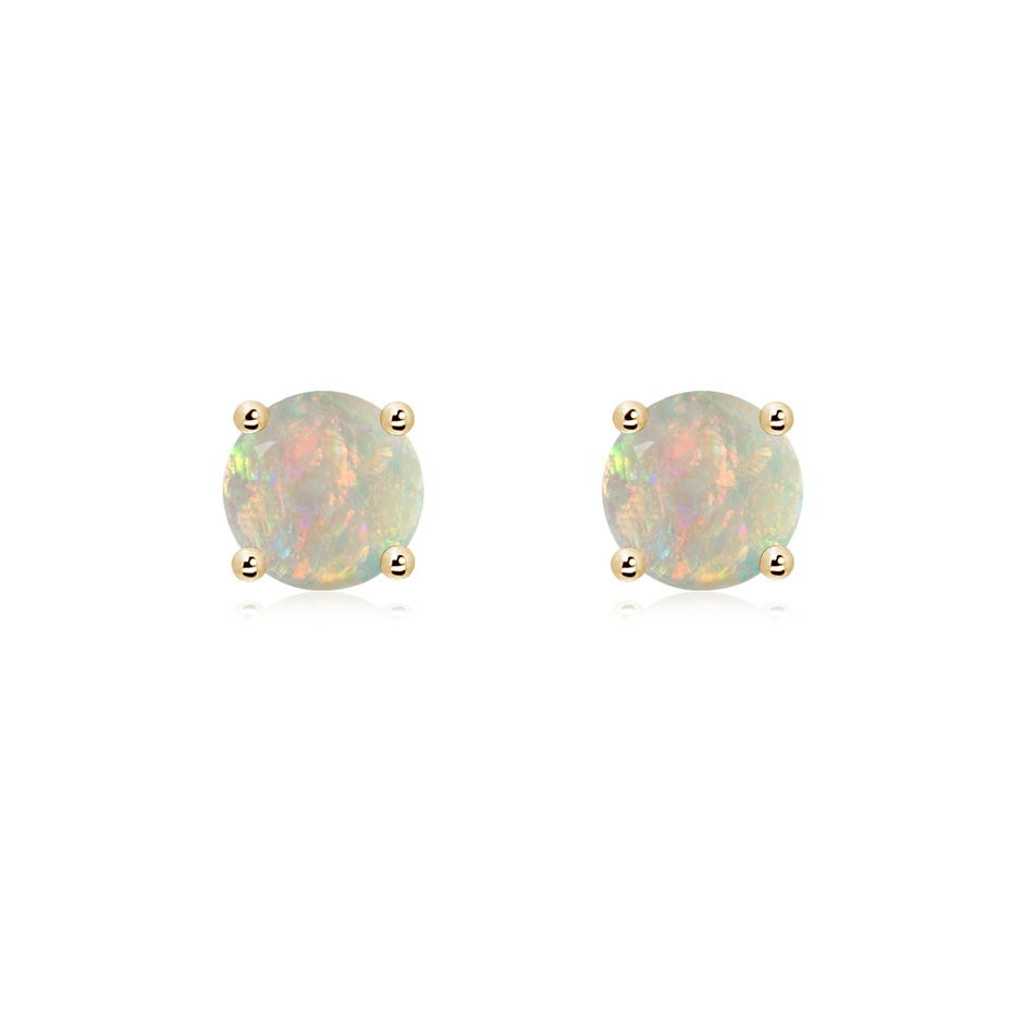6mm AAAA Basket-Set Round Opal Studs in Yellow Gold 