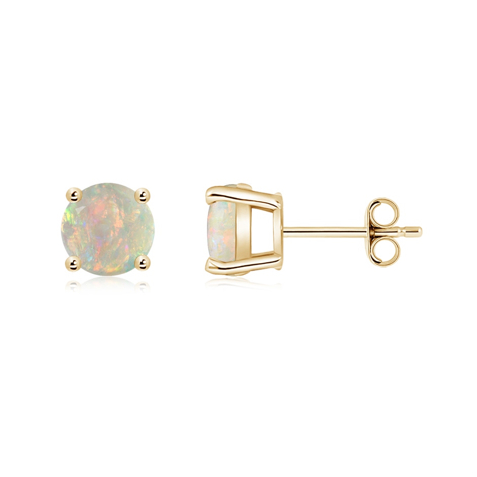 6mm AAAA Basket-Set Round Opal Studs in Yellow Gold side 199