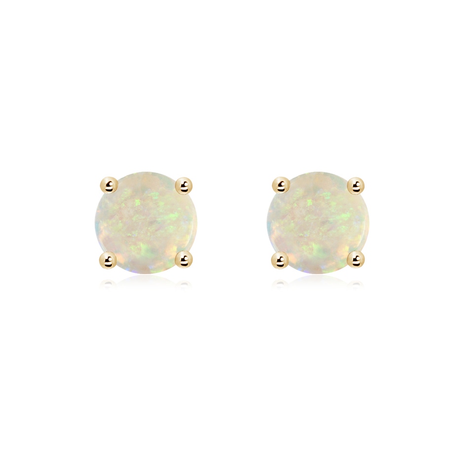 7mm AAA Basket-Set Round Opal Studs in Yellow Gold 