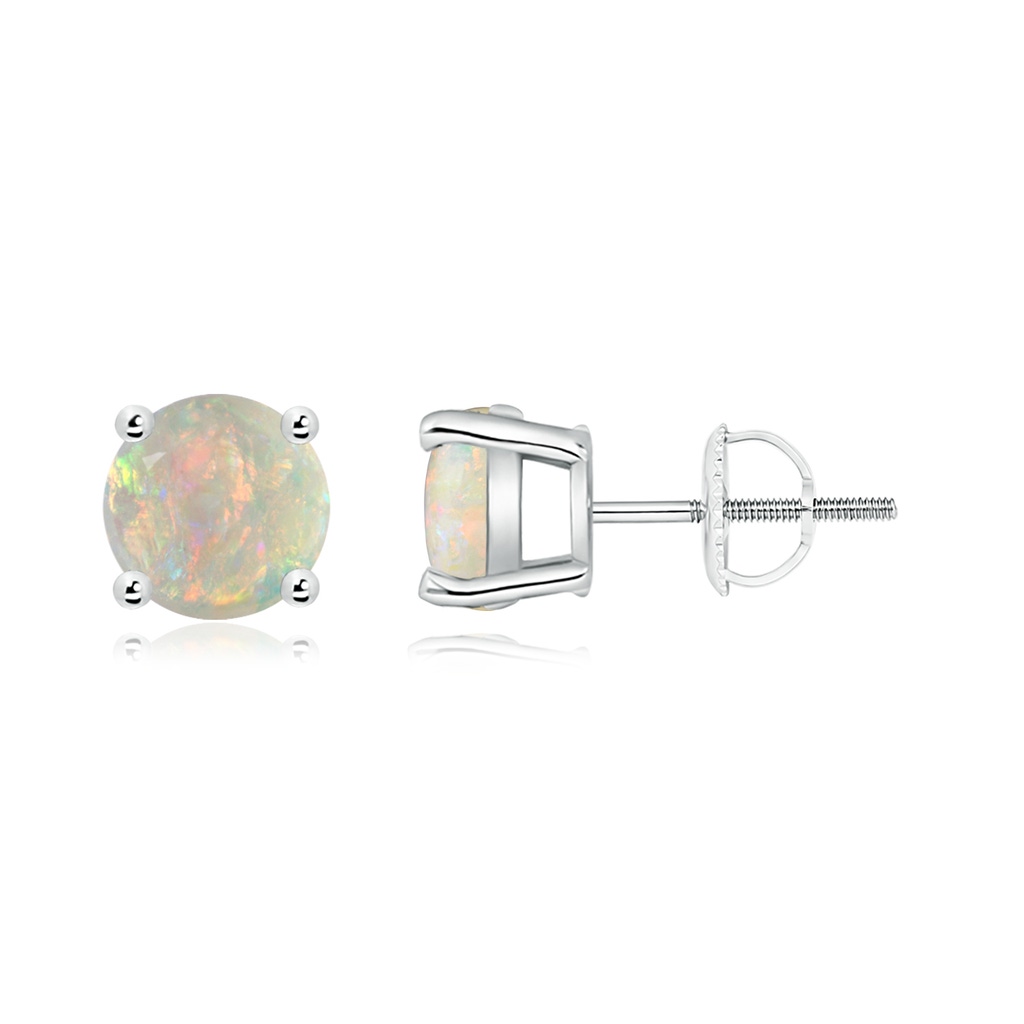 7mm AAAA Basket-Set Round Opal Studs in P950 Platinum