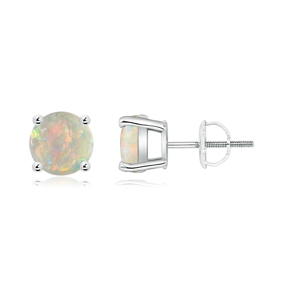 7mm AAAA Basket-Set Round Opal Studs in P950 Platinum 